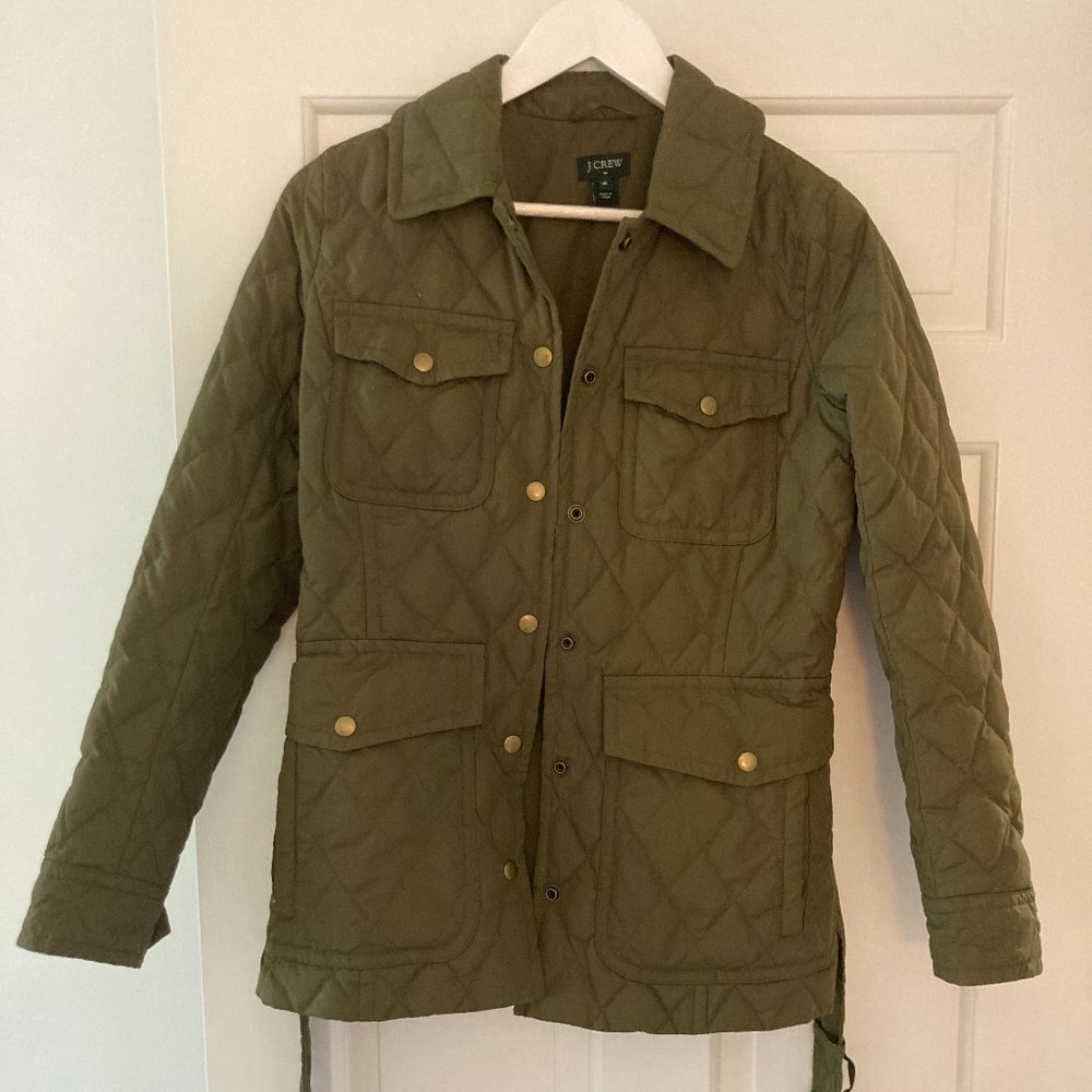 J. Crew green puffer coat jacket XS